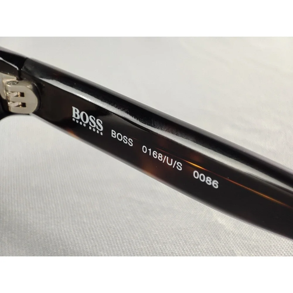 Hugo Boss BOSS 0168/U/S Tortoise Havana Rectangle‎ Wrap Sunglasses Made In Italy